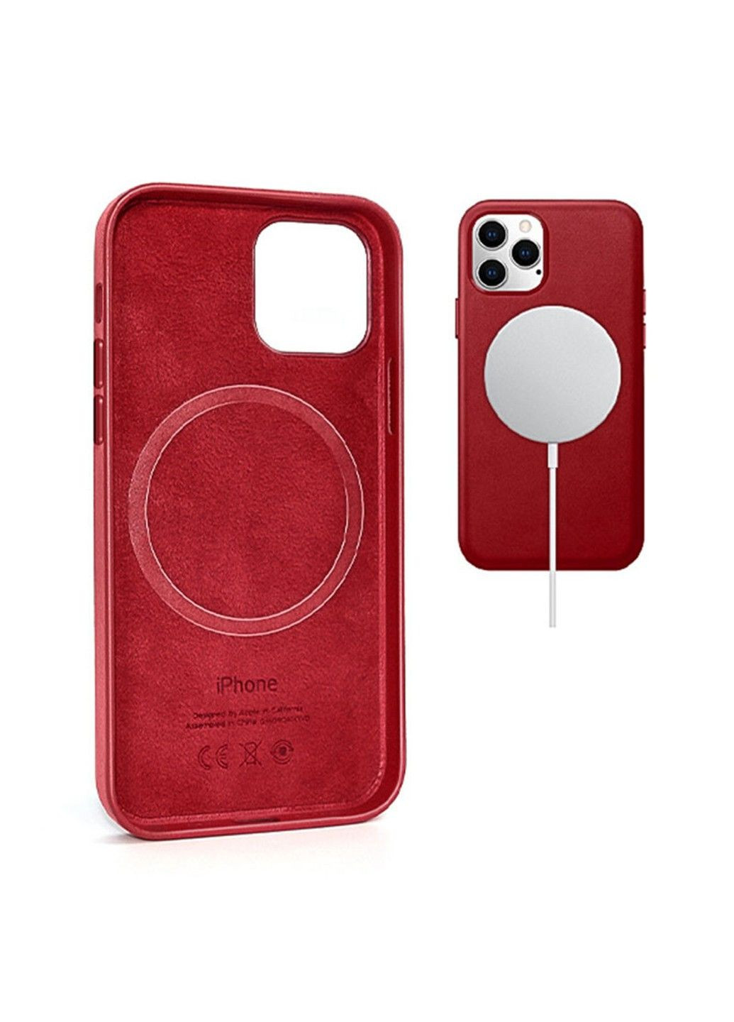 Уцінка Шкіряний чохол Leather Case (AAA) with MagSafe and Animation для Apple iPhone 12 Pro/12 (6.1") Epik (292633843)