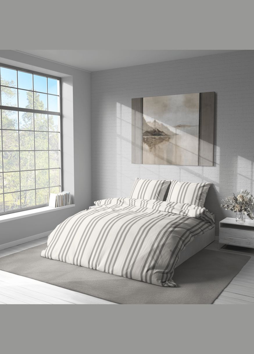 Постельное белье “ ”,Полисатин,Молочный с серым,Полтораспальный P-0161 Lelit (308071798)