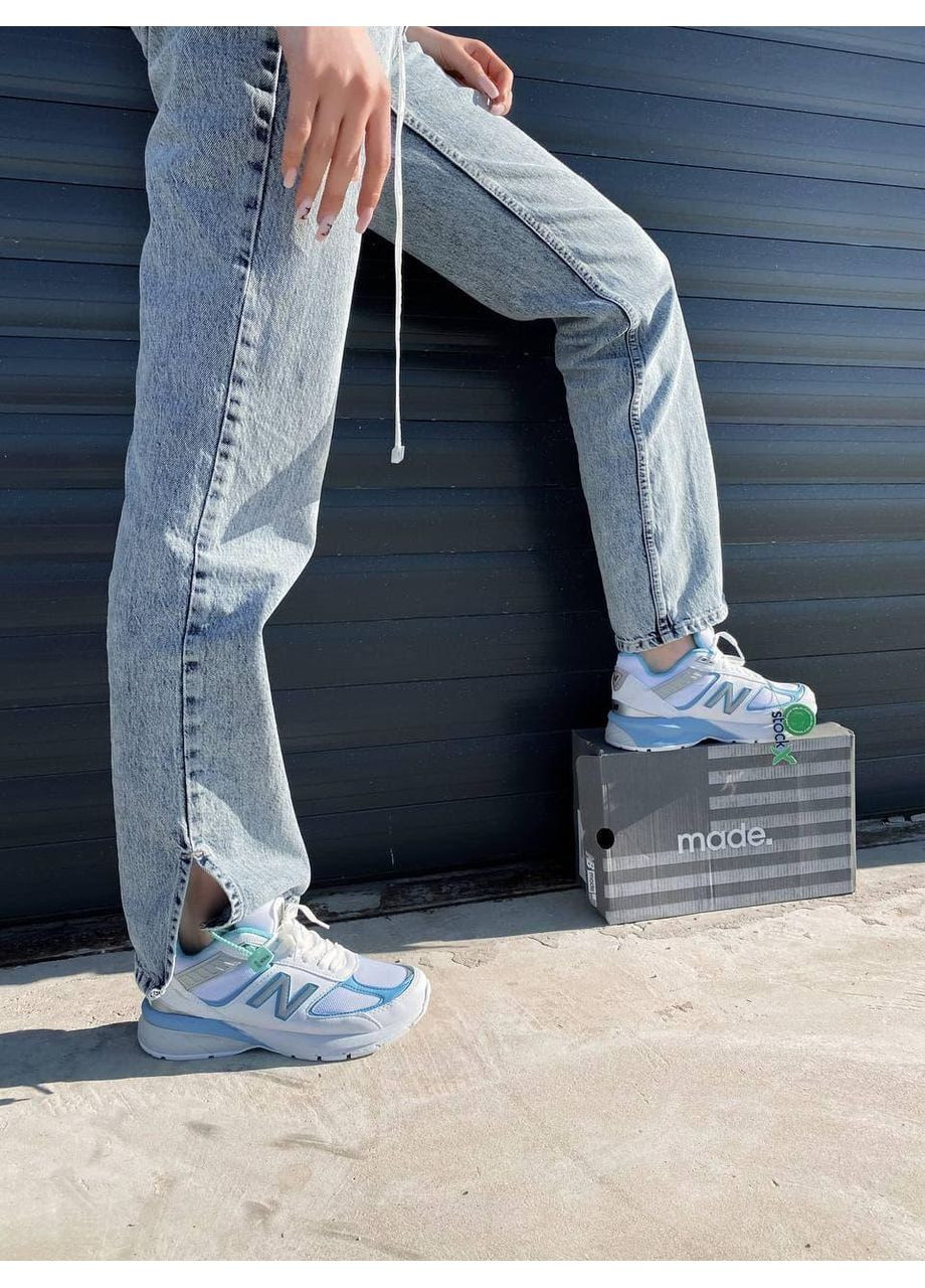 КРОССОВКИ ЖЕНСКИЕ NEW BALANCE 990 WHITE BLUE GREY НЬЮ БЕЛАНС 990 No Brand серые демисезоны (367174567)