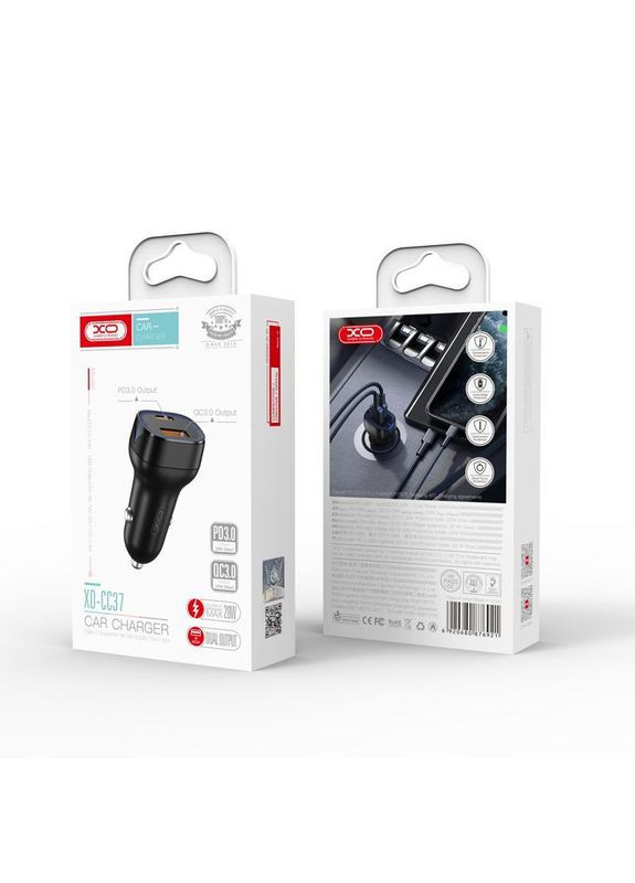 Автомобильное зарядное устройство CC37 1 USB QC 3.0 + Кабель Type-C PD (20W) White XO (362914661)