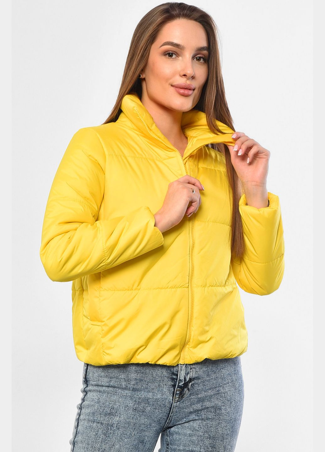 Жовта демісезонна куртка жіноча демісезонна жовтого кольору Let's Shop