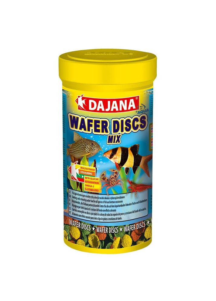 DAJANA WAFER DISCS mix Корм для цветных донных рыб, креветок и ракообразных в чипсах 100 мл/40 г DP061A(5354) Dajana Pet (278309928)
