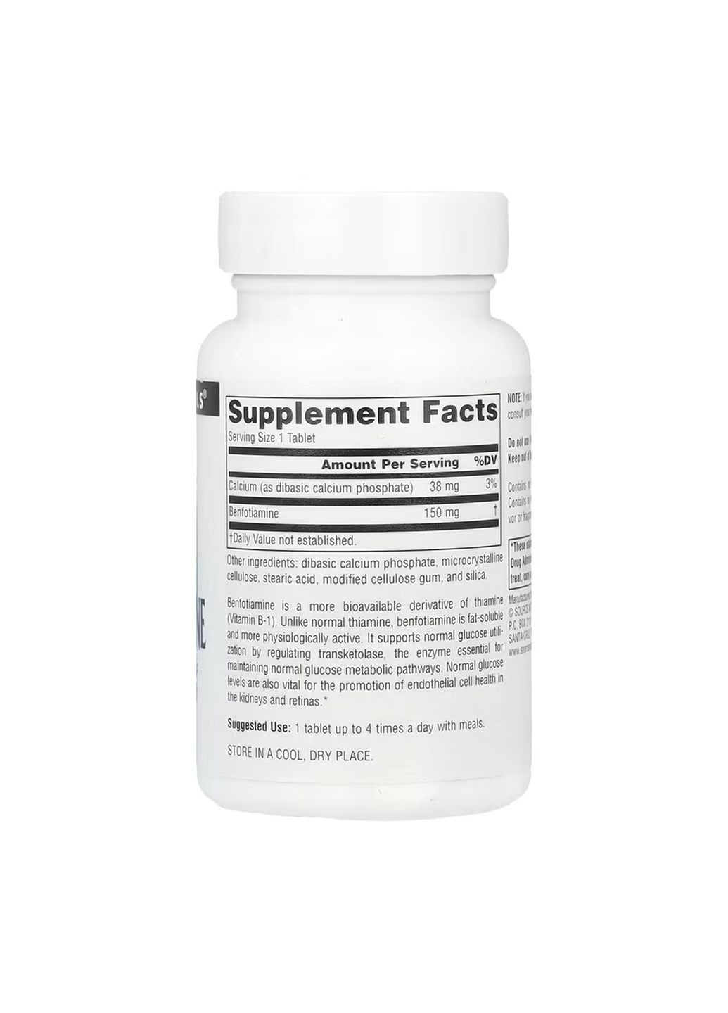 Бенфотіамін 150мг 120 табл вітамін B1 для нервової системи та енергії джерело тіаміну Source Naturals (368986697)
