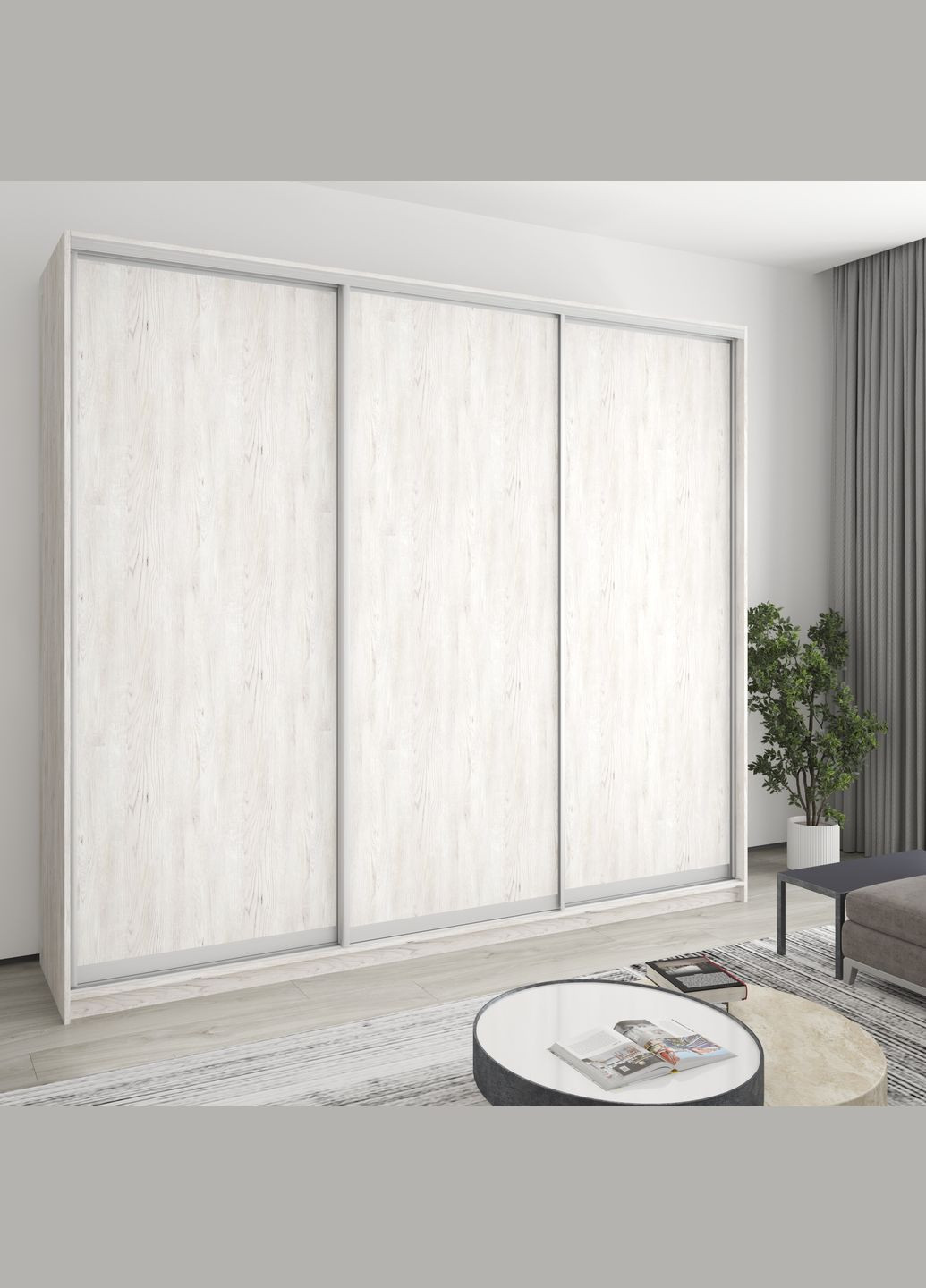 Шафа-купе тридверна Комбо AL 3ДСП 270x45x240 см Аляска сірий (MBS-2091) MebelStar (346288578)