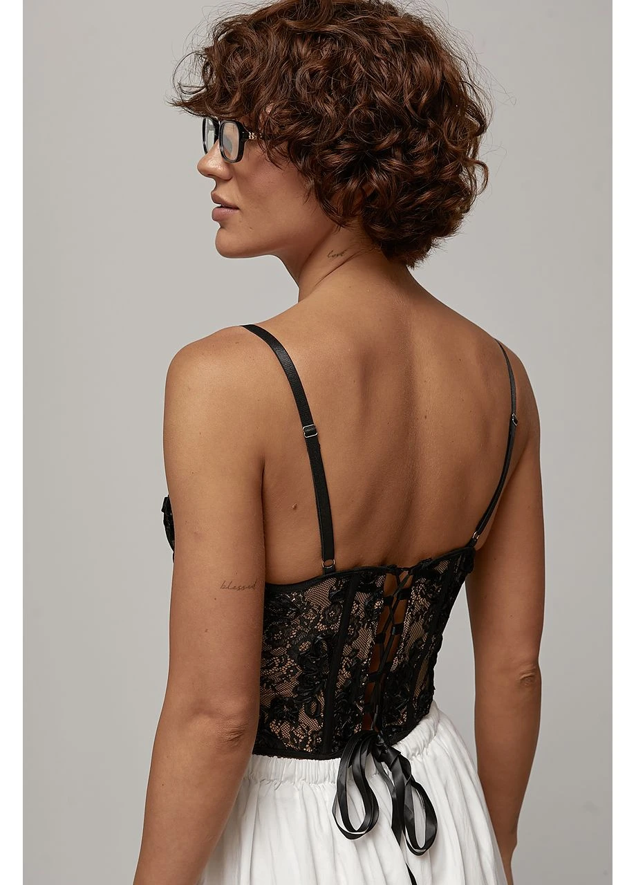 Кружевной корсет на бретелях с пайетками Lurex (394718998)