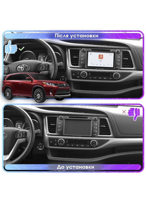 Штатна магнітола 10" для Toyota Highlander III (U50) Рестайлінг 2016-2019 4/64 QLED CarPlay Prime 3шт Lesko (336201883)