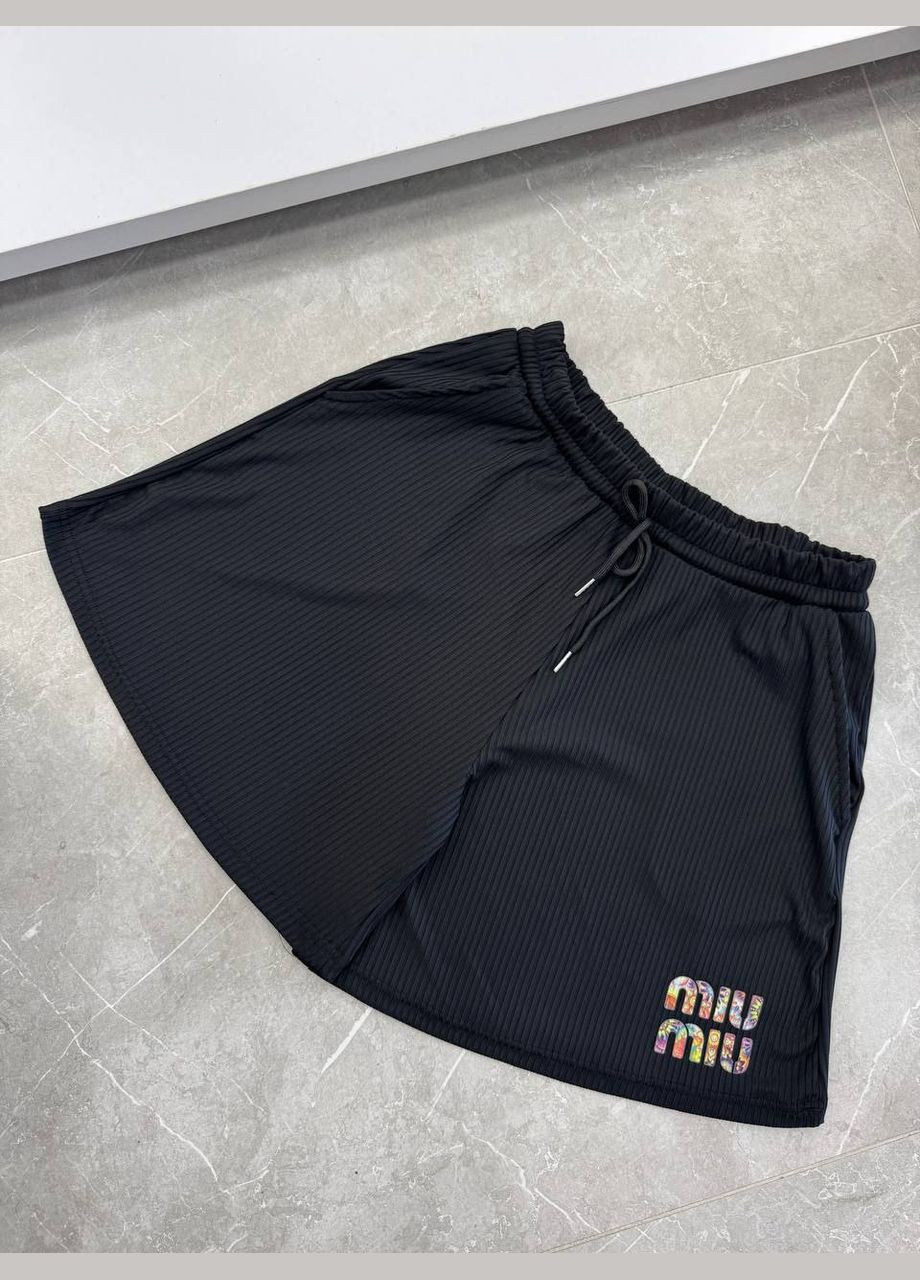 Женские летние шорты оверсайз рубчик с надписью черные You Best (341894521)