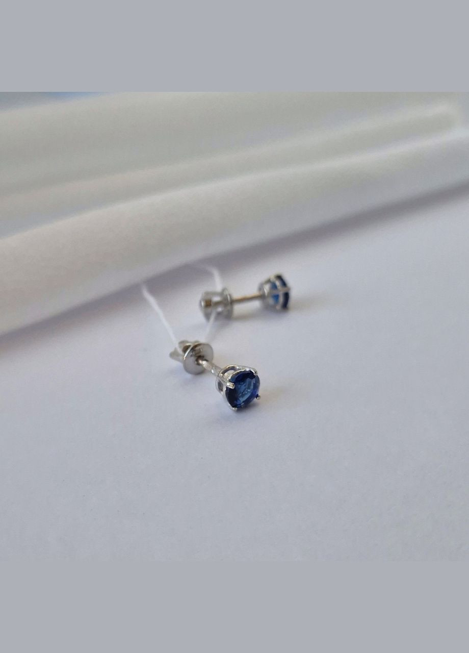 Серебряные серьги гвоздики на закрутках с Синим камнем 5 мм серебро 925 пробы Родированное 72236с 1.01г No Brand (306741942)