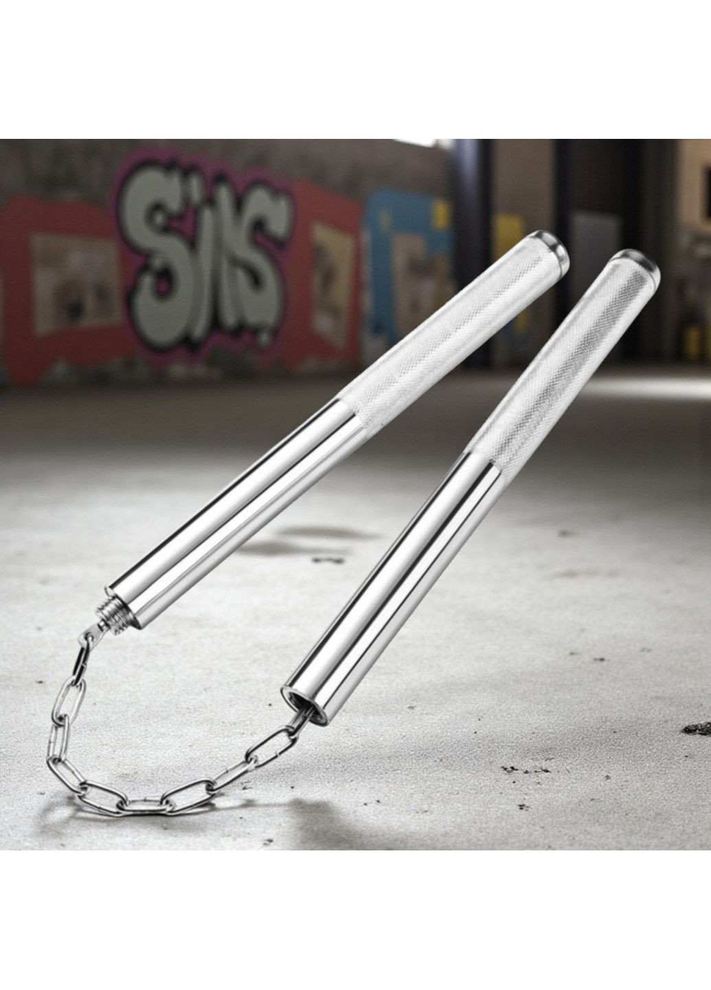 Нунчаки тренировочные трансформеры 2-в-1 стальные полые на цепи для тренировок Серебристые 3_7_0_1С No Brand (367738739)