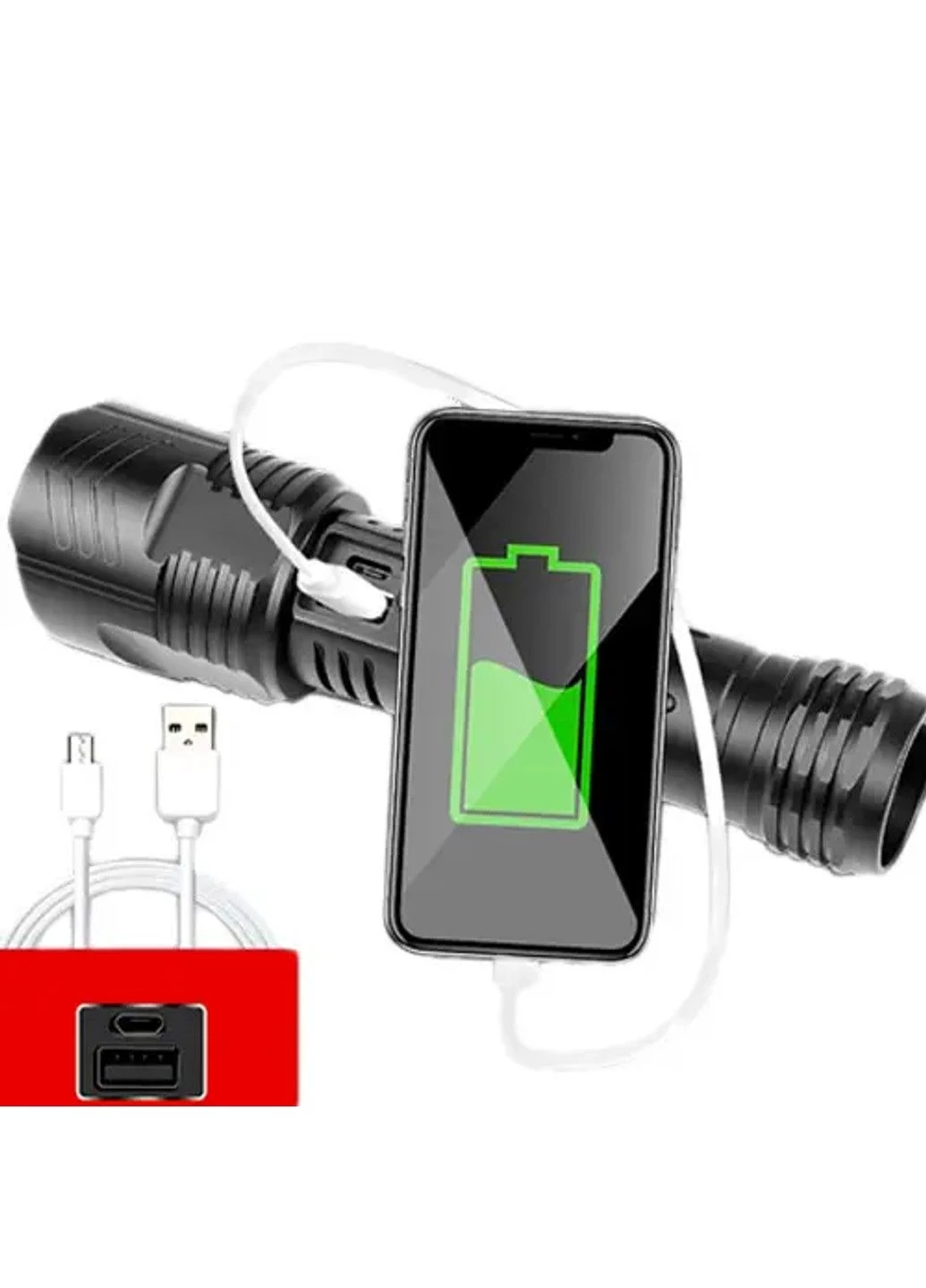 Ручной фонарь L-12-P70 zoom + PowerBank + microUSB 18650 (3xААА) 5 режимов Bailong (315704902)