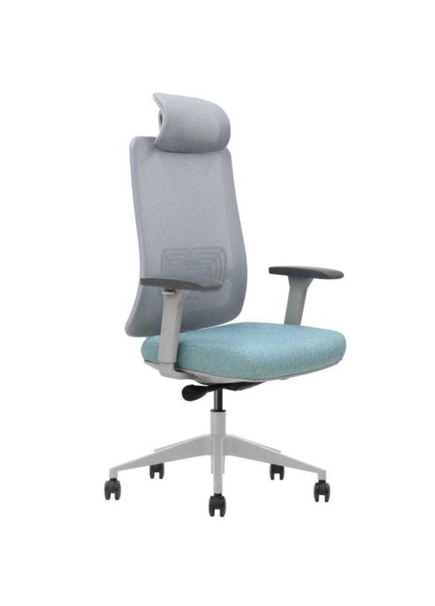 Крісло поворотне TERRY сіре/зелена тканина/сірий каркас Intarsio (367253579)