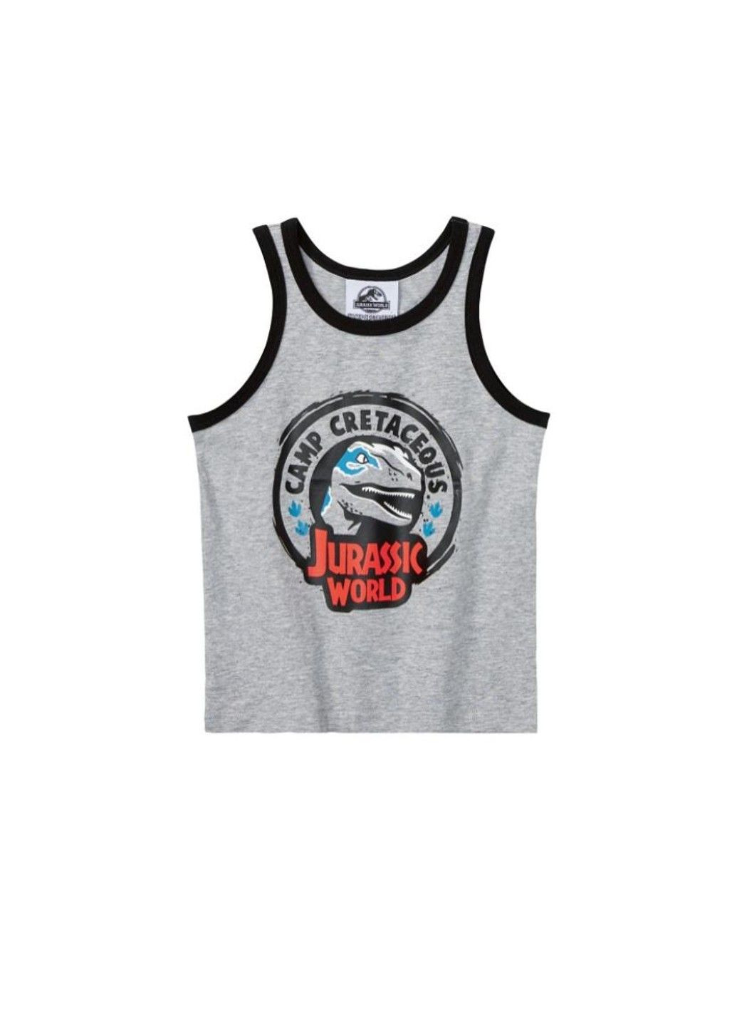 Серый комплект белья майка+трусы боксеры с аппликацией динозавр детский на мальчика серый Lupilu