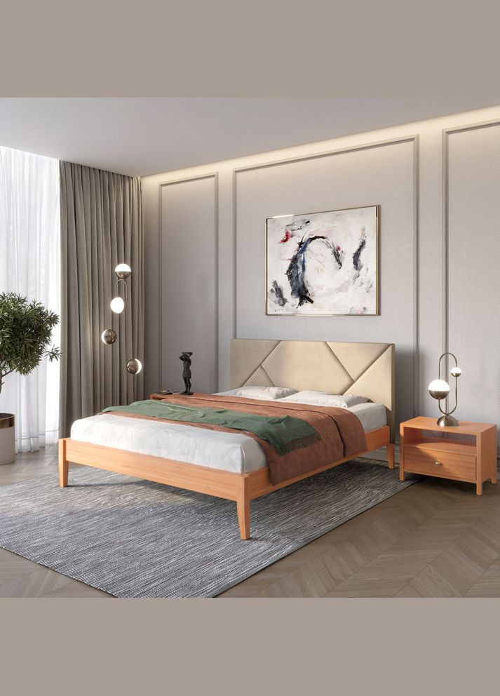 Двуспальная деревянная кровать Нью-Йорк ДК /Аляска 23 (Бежевый) 160х200 см (MBG-10197) Mebigrand (368280861)