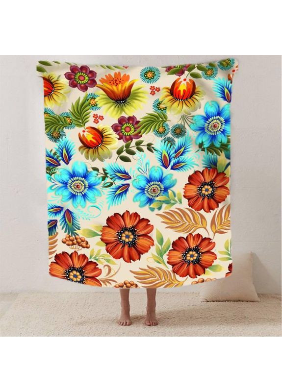 Плед патриотический авторский Цветочная долина 3D качественное покрывало с 3D рисунком размер 135х160 Україна ТД (369660346)