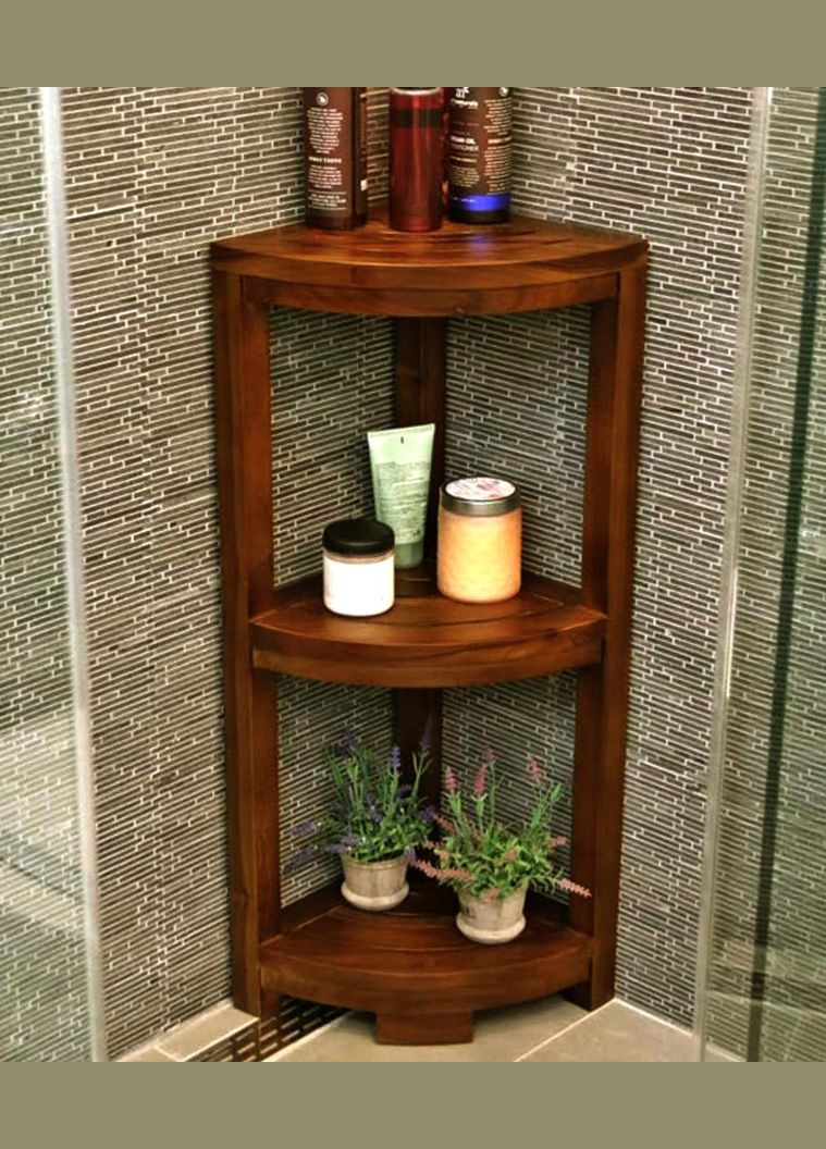 Стеллаж кутовий для ванної з дерева Карніта латте (ВУГ-001616) No Brand (328091839)