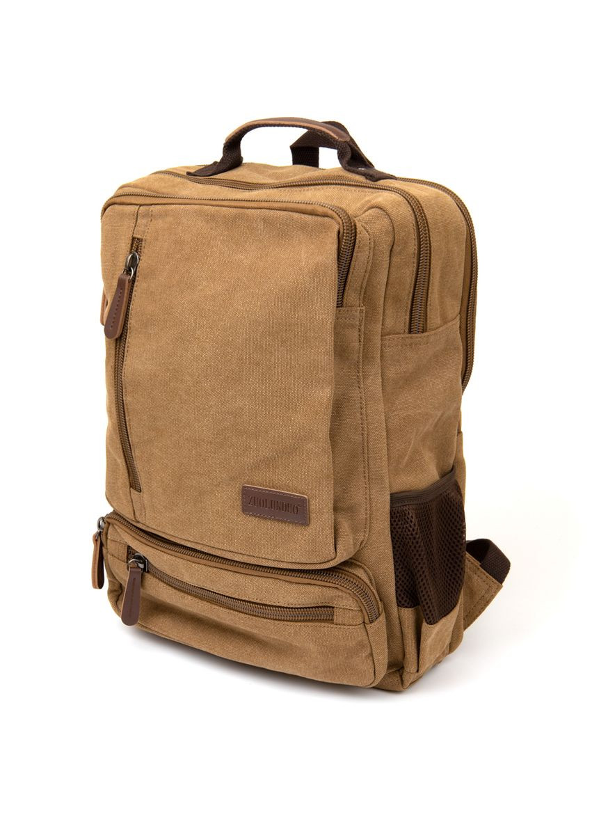 Рюкзак текстильный дорожный унисекс на два отделения 20614 Песочный Vintage (331913099)