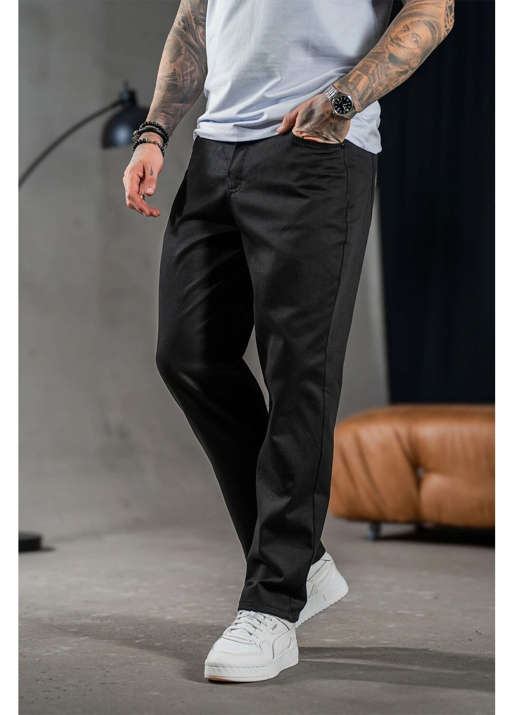 Чоловічі брюки коттонові в джинсовому стилі Mom's Чорні Teamv (360655619)