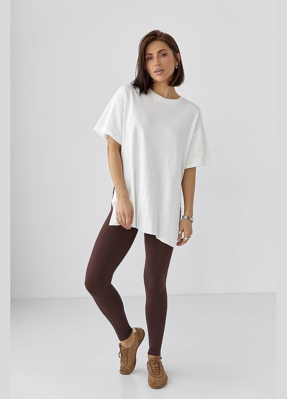 Однотонная футболка с разрезами - мятный цвет Lurex - (330988950)