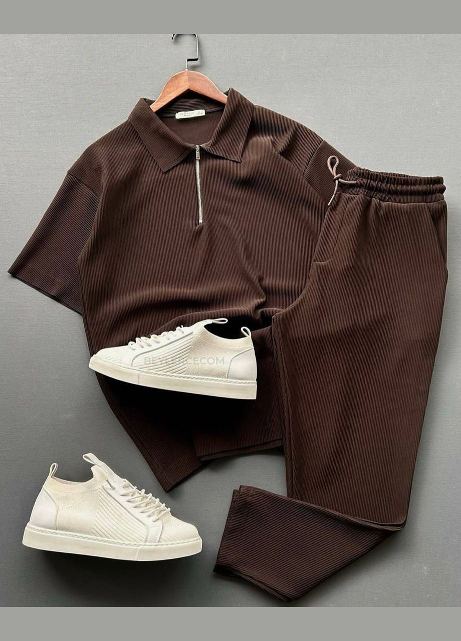 Коричневый демисезонный мужской костюм в стиле old money Adelante