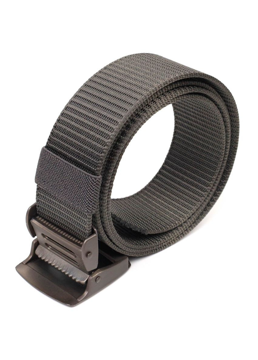 Практичний чоловічий ремінь з металевою пряжкою з текстилю 20597 Сірий Vintage (363019942)