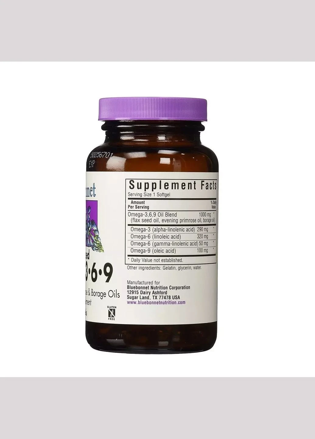 Омега 3-6-9 на Растительной Основе 1000мг,, 90 желатиновых капсул Bluebonnet Nutrition (292006154)