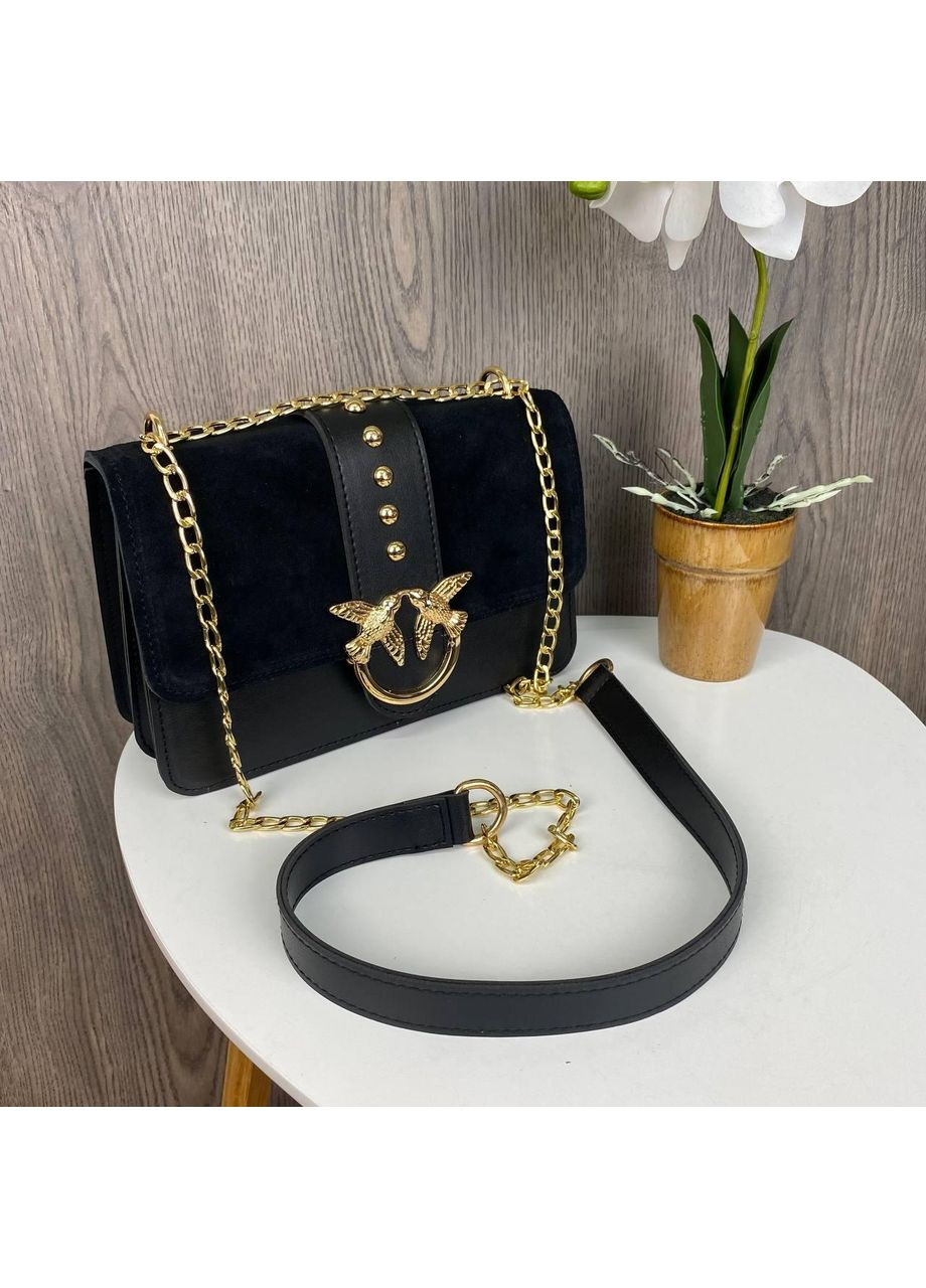 Жіноча міні сумочка клатч чорна замшева на плече ProDobro (363221996)