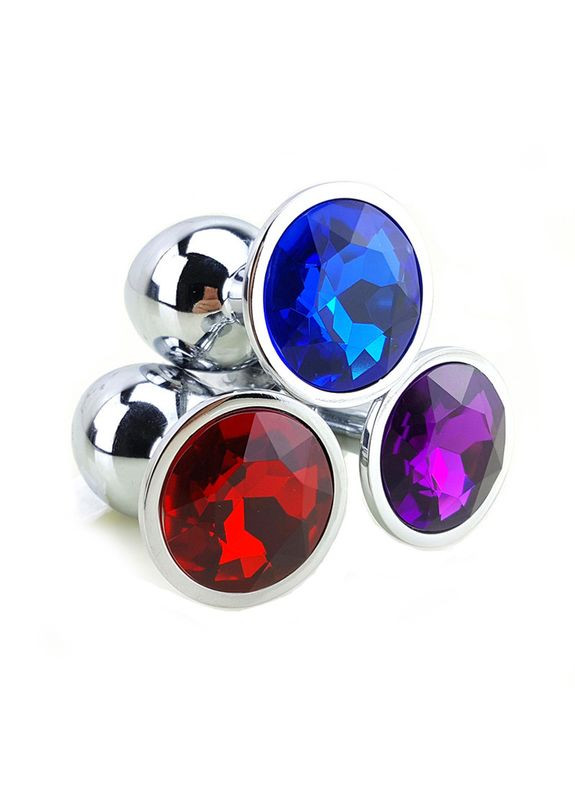 Анальна пробка S 2.8 см металева з каменем Swaronski Crystal Plug медична сталь Фіолетовий No Brand (303908196)