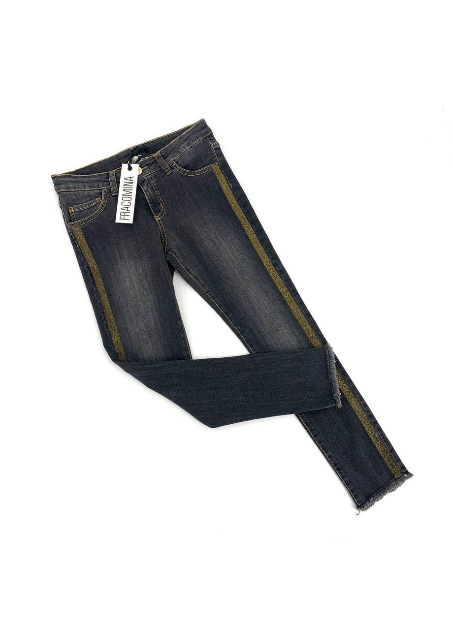 Серые джинсы, арт. g1288, золотистые лампасы, 14 лет, 162 см Fracomina