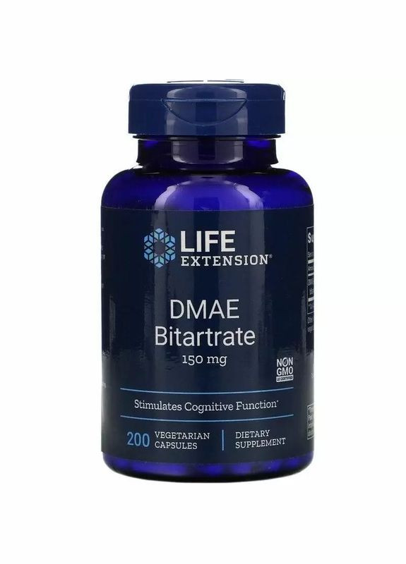 DMAE (діметіламіноетанол), DMAE Bitartrate,, 150 мг, 200 капсул Life Extension (329199682)