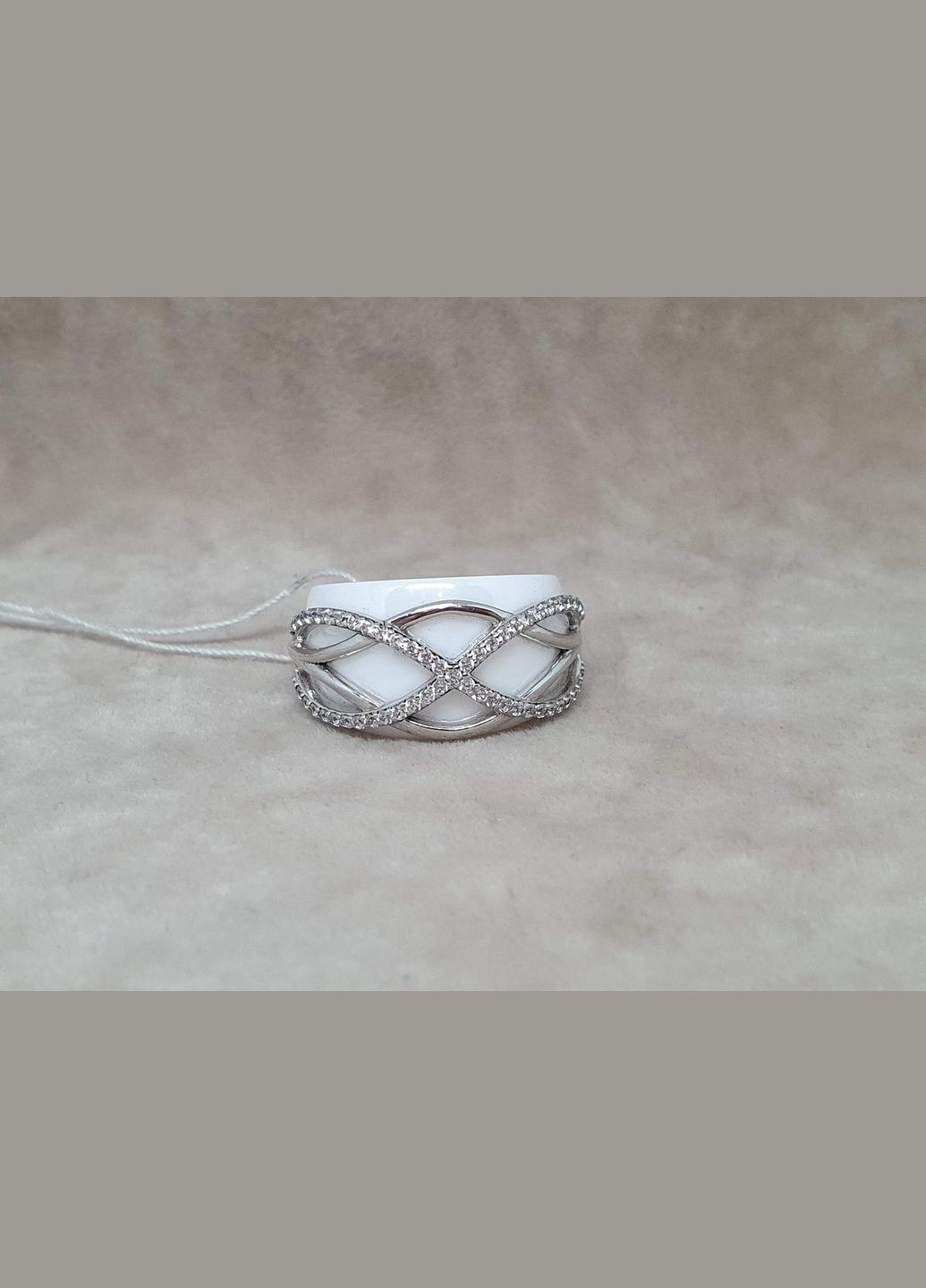 Срібне кільце з керамікою і фіанітами. С1163Б Aurora (315922365)