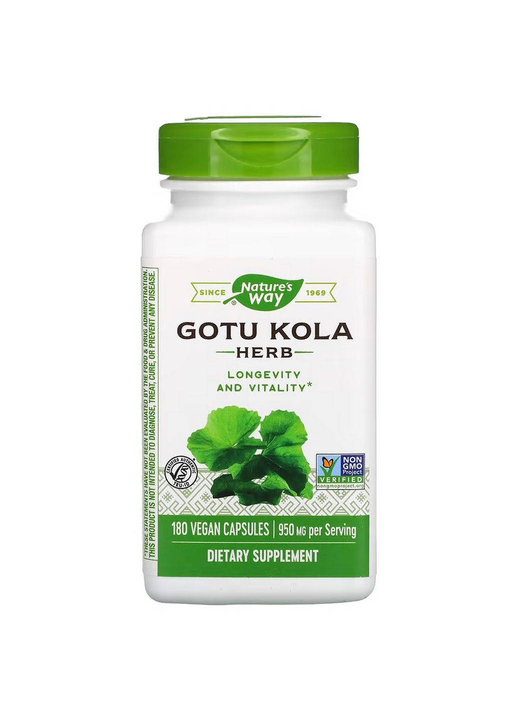 Натуральна добавка Gotu Kola Herb 950 mg, 180 вегакапсул Nature's Way (293479013)