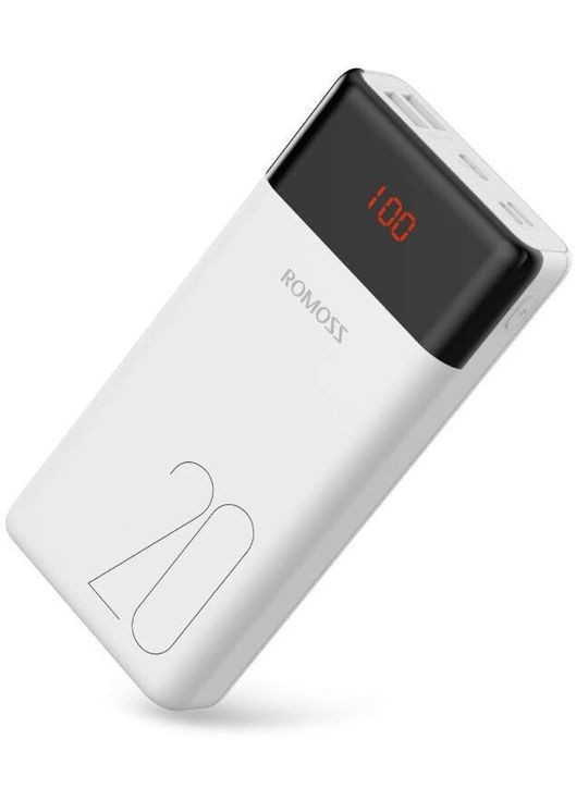 Аккумулятор портативный 20000mah LT20PS (PLM20102-1131) универсальная мобильная батарея белая Romoss (293345543)