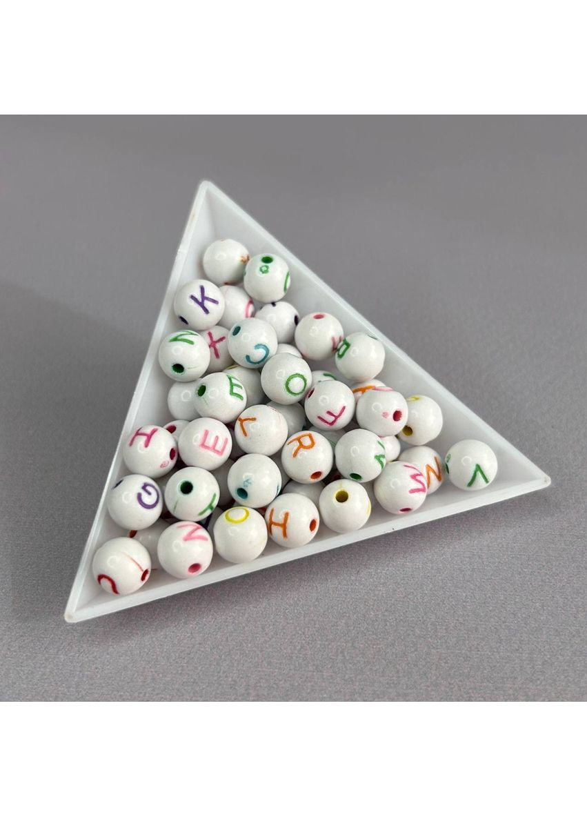 (20 г) Намистини пластикові, кулька АЛФАВІТ 8 мм - Білий мікс No Brand (361161726)