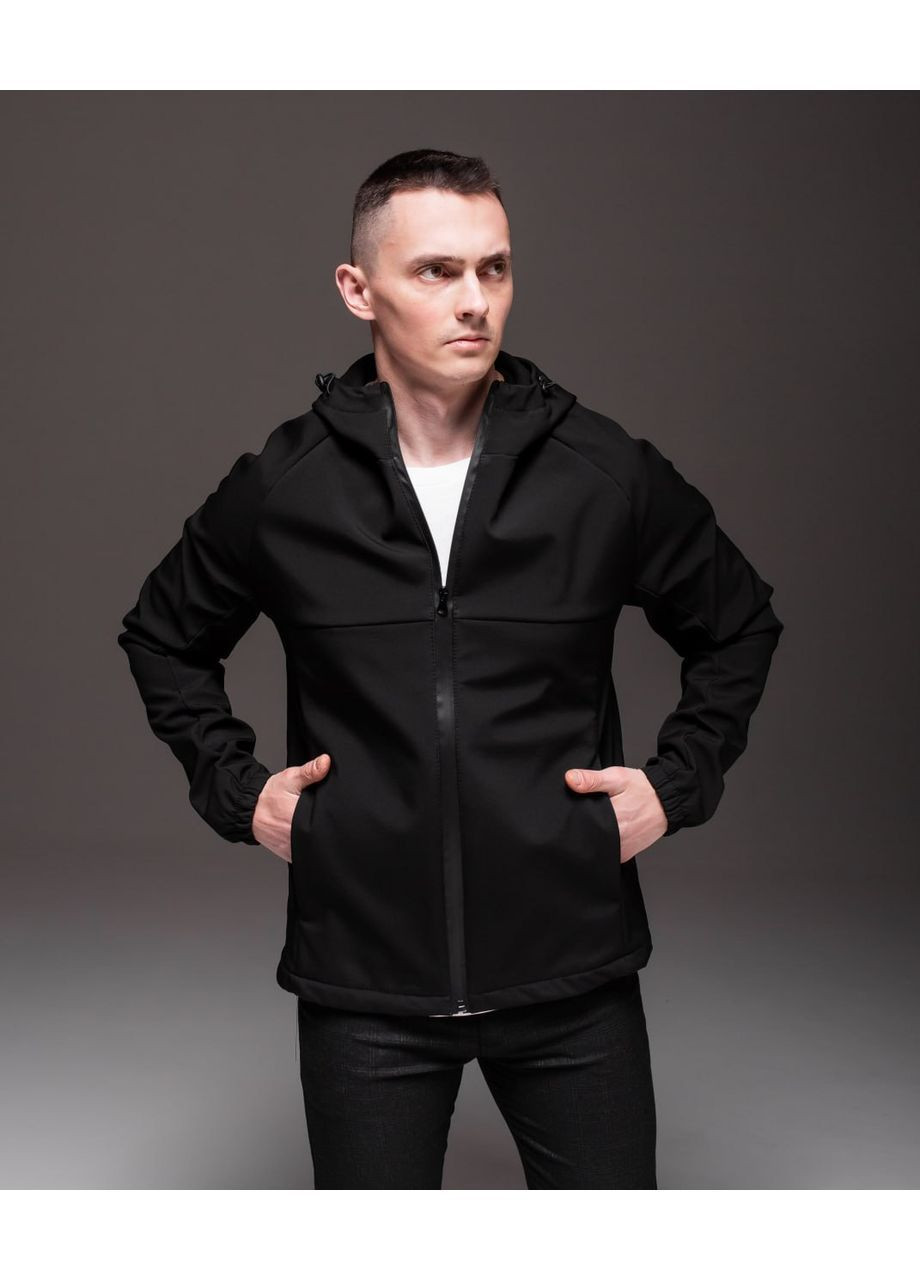 Черная черная куртка soft shell на флисе No Brand