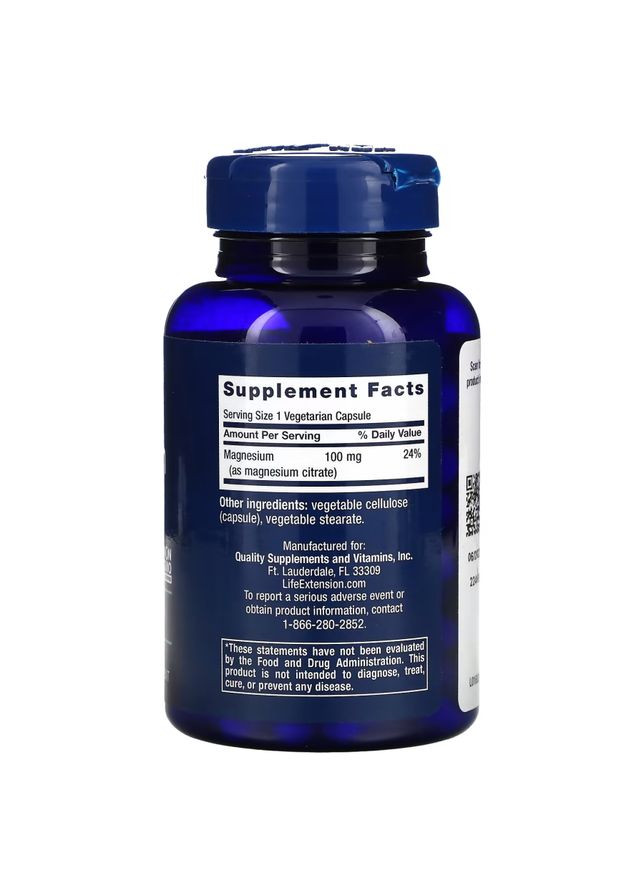 Вітаміни та мінерали Magnesium Citrate 100 mg, 100 вегакапсул Life Extension (322292065)