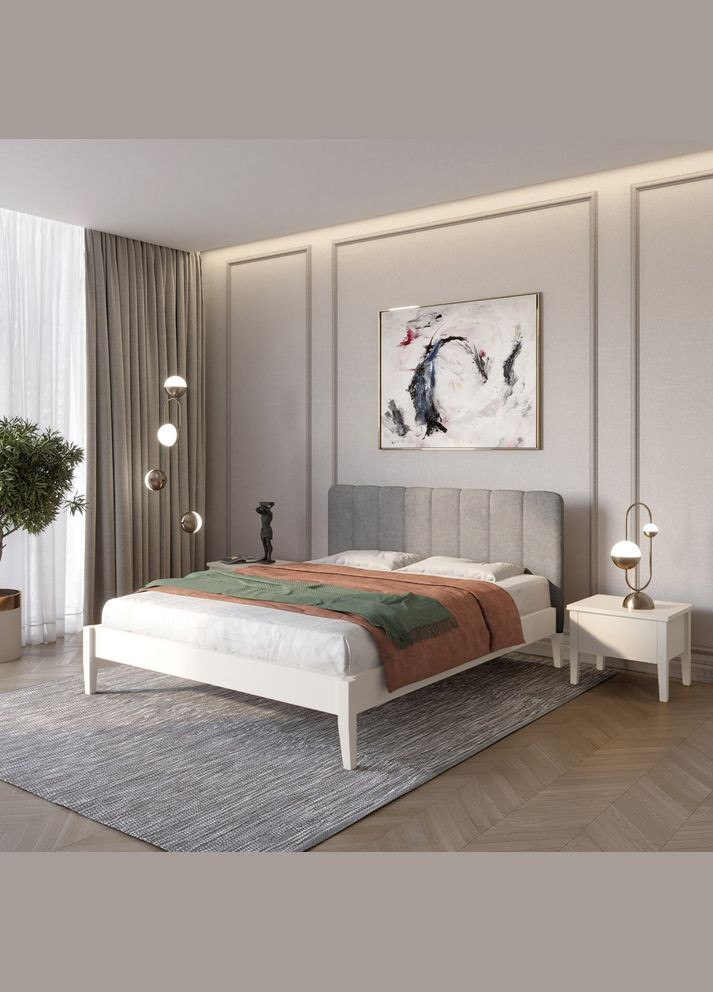 Двоспальне дерев'яне ліжко Лондон ДК (S2005Y50R)/Аляска 93 (Сірий) Б1 160х190 см (MBG-6679) Mebigrand (368281087)