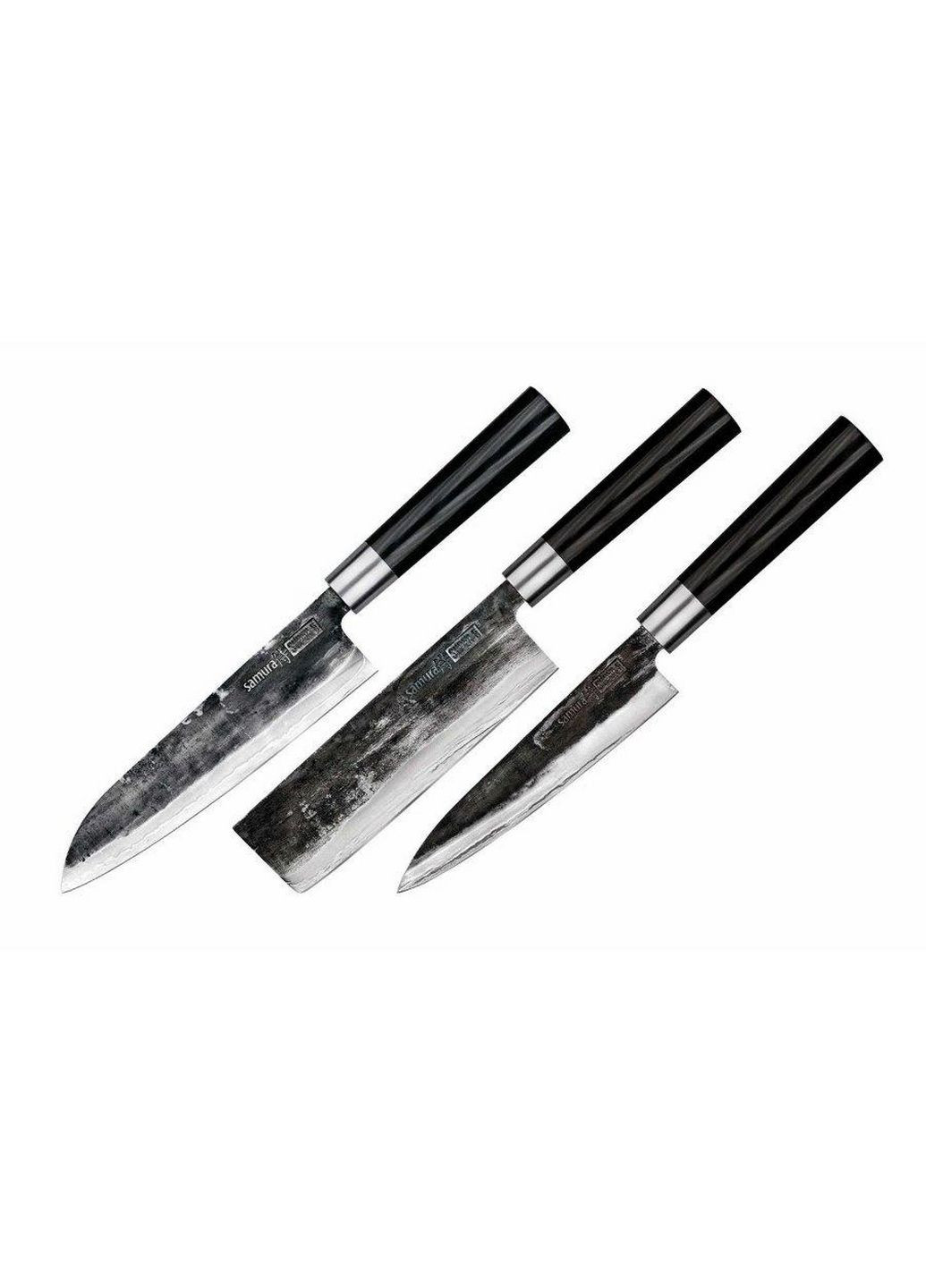 Набор из 3-х кухонных ножей Samura чёрные,