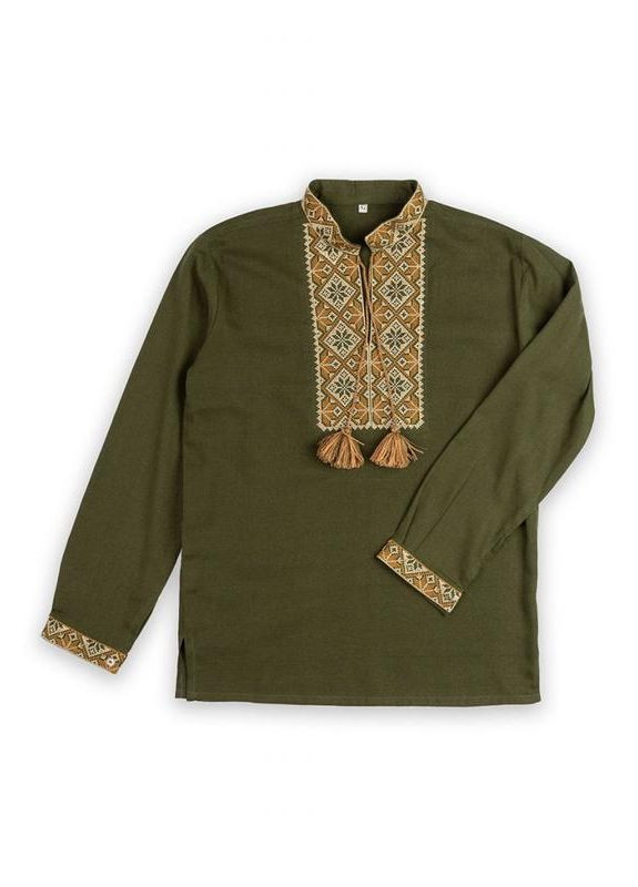 Хакі сорочка вишиванка дитяча на хлопчика льон (323223394)