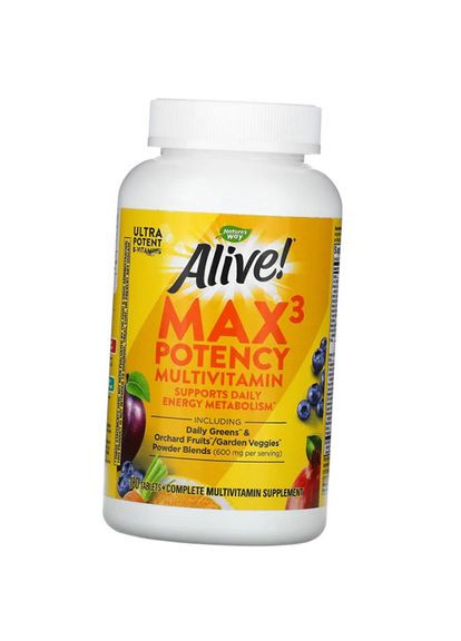 Мультивитамины, Alive! Max3 Potency Multivitamin, 180таб (36344115) Nature's Way (322728940)