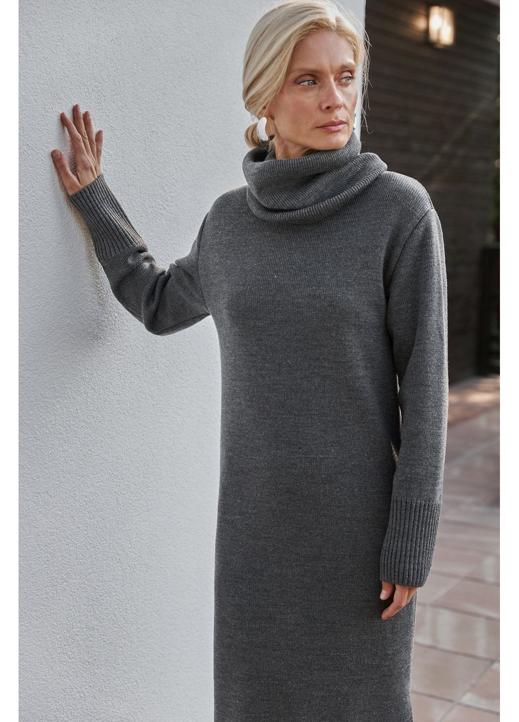 Темно-сіра сукня з коміром 2873 Triko Bakh
