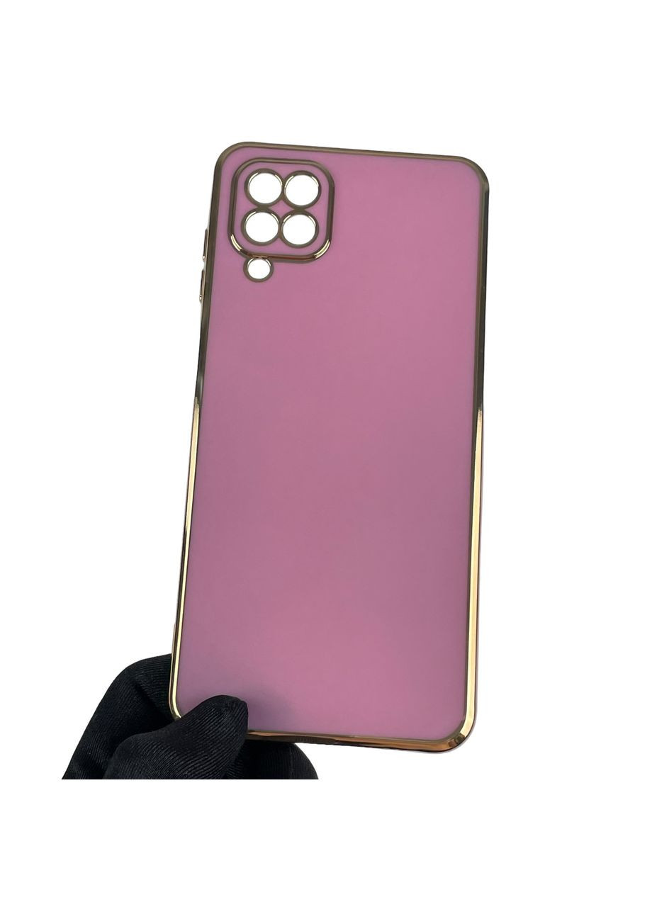 Чехол для Galaxy A12 SM-A127F с золотой окантовкой с защитой камеры на самсунг а12 сиреневый Samsung (366020812)