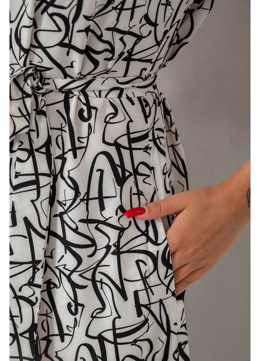 Белое платье софт на пуговицах с принтом Ager