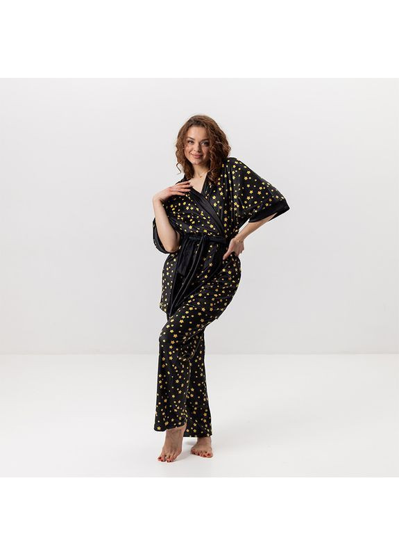 Набор из плюшевого велюра халат + брюки "Звездное небо" Sleeptime Набір халат та штани (365655855)