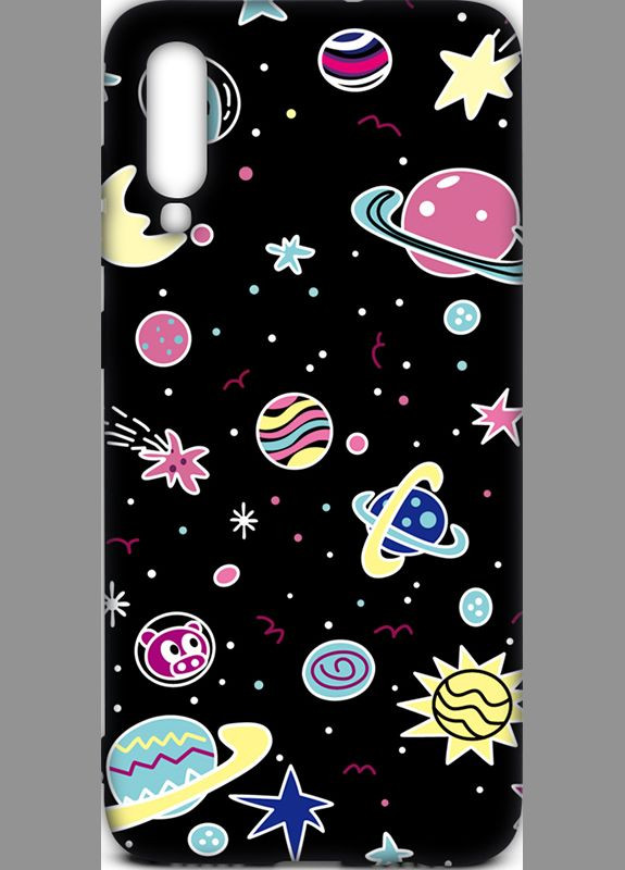 Чехол-накладка Cartoon Soft Silicone TPU Case Samsung Galaxy A70 Space Planets Black Toto (301784026)