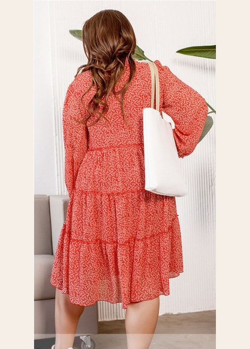 Красное кэжуал платье женское батальное №8635-3-красный 58 Sofia