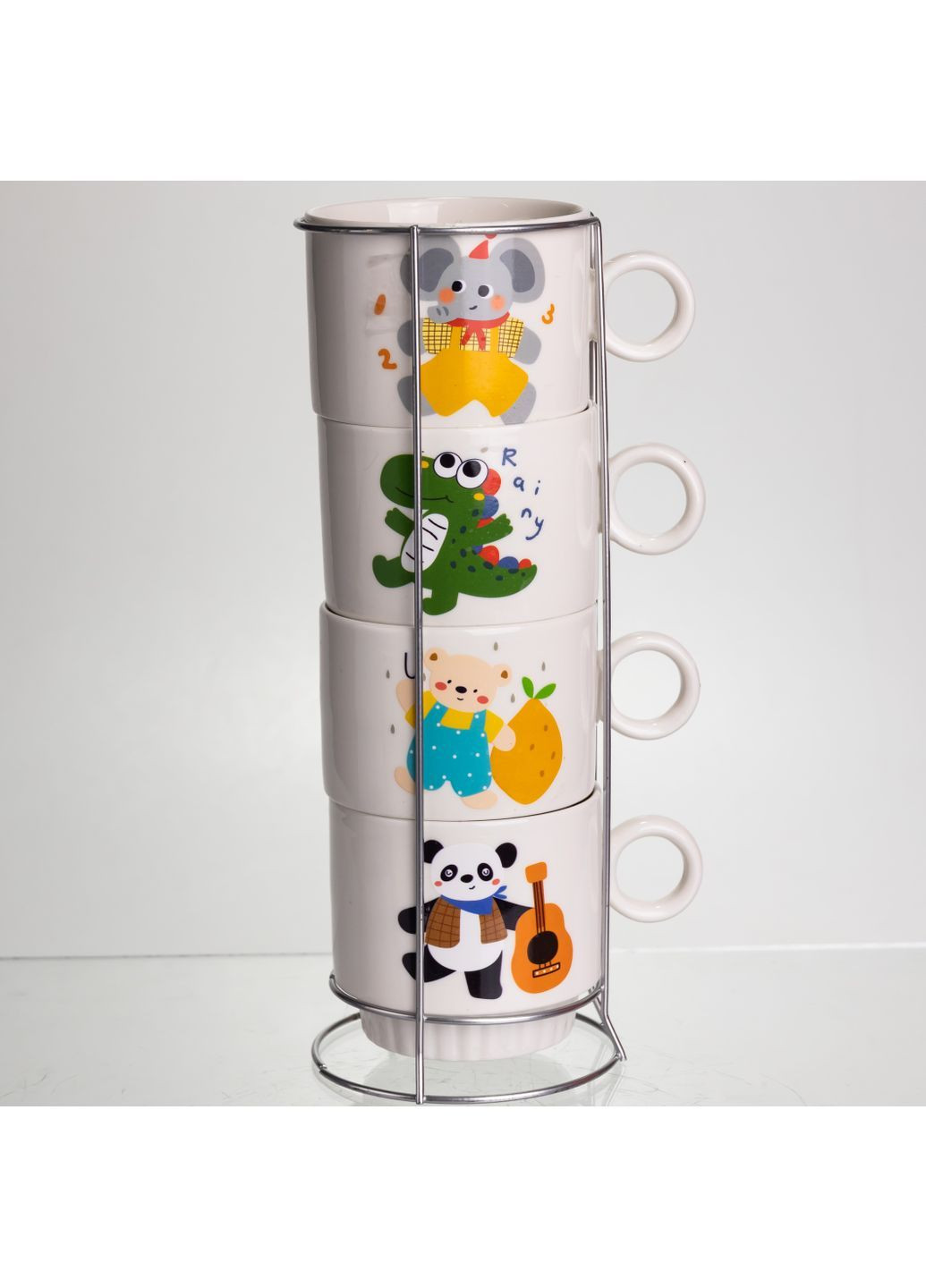 Набір чашок порцелянових Animals 4 штуки по 300 мл FM-8 No Brand (368641403)