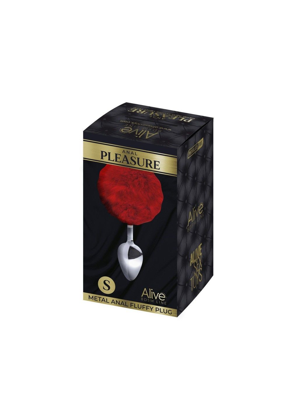 Металева анальна пробка Кролячий хвостик Fluffy Plug S Red, діаметр 2,8 см Alive (298473669)