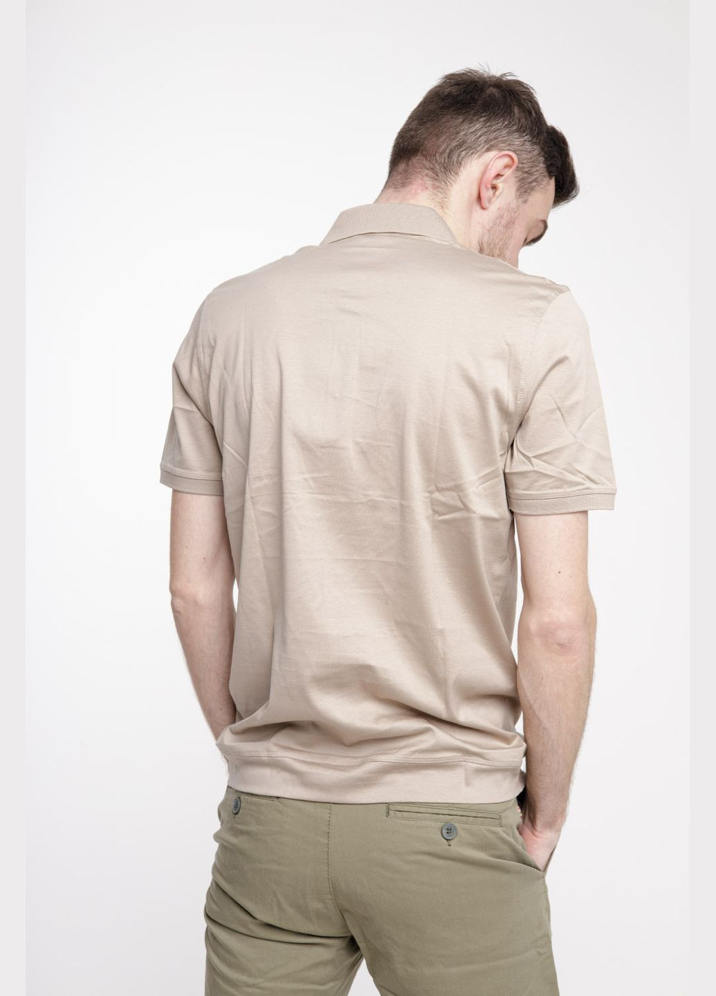 Бежева чоловіча літня поло-футболка casual з ґудзиками, однотонна (, ), 43542 Buke