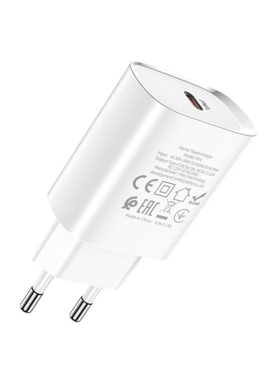 Сетевое зарядное устройство single port PD20W charger White (6931474745026) Hoco N14 Smart Charging (372682295)