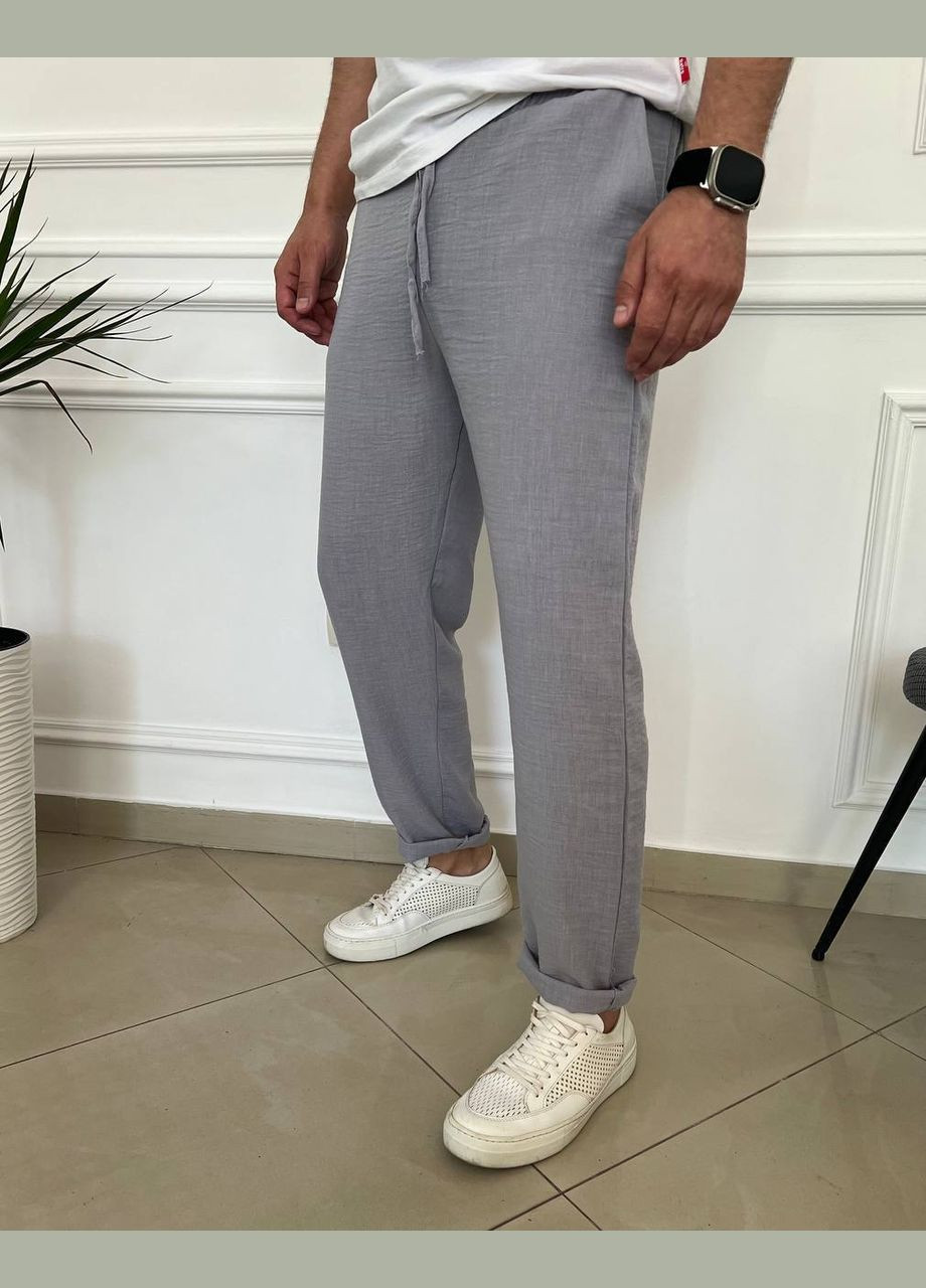 Серые летние брюки No Brand